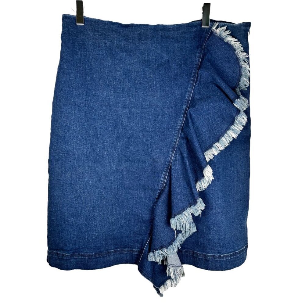 Reba Ruffle Western Denim Jean Skirt Flirty 10  Cotton Date Night